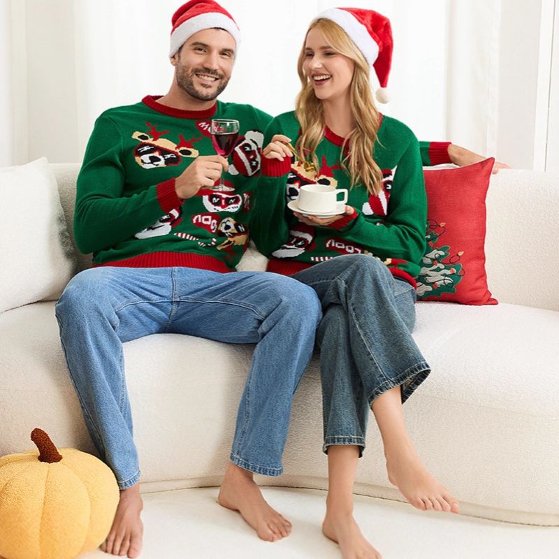 Jolly Santa & Reindeer Matching Family Christmas Jumper