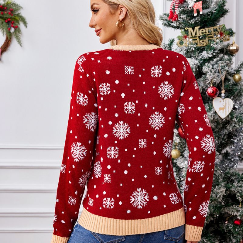 Red Snowman & Santa Graphic Christmas Jumper