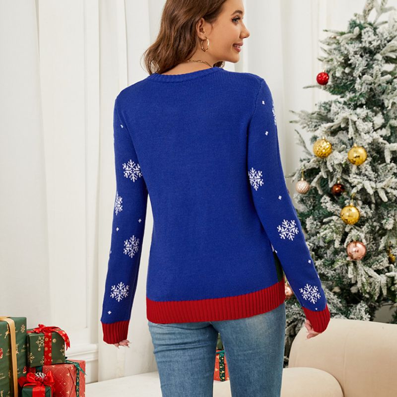 Women's Blue Christmas Tree Graphic Christmas Jumper