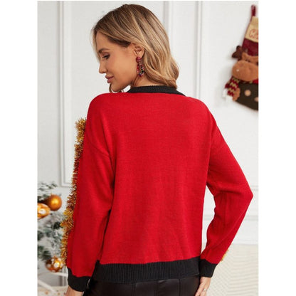 3D Tinsel Garland Fireplace Christmas Jumper