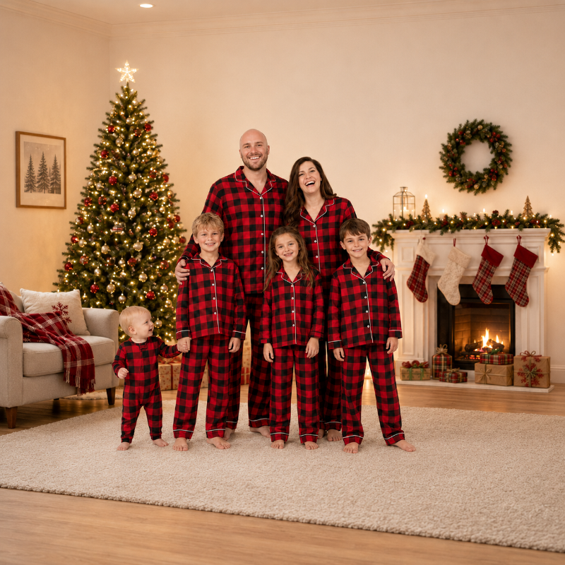 Classic Buffalo Plaid Family Christmas Pyjamas (10)