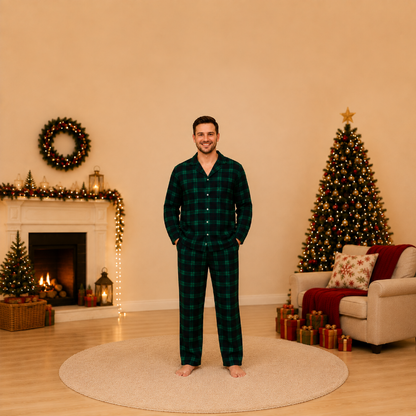 Classic Emerald Plaid Family Matching Christmas Pyjamas
