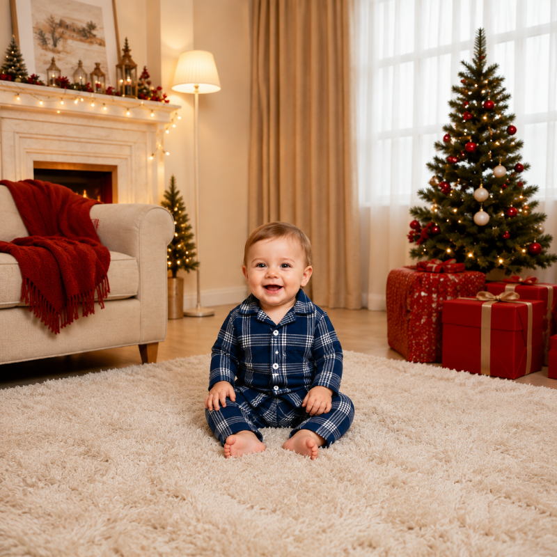 Classic Navy Plaid Family Christmas Pyjamas