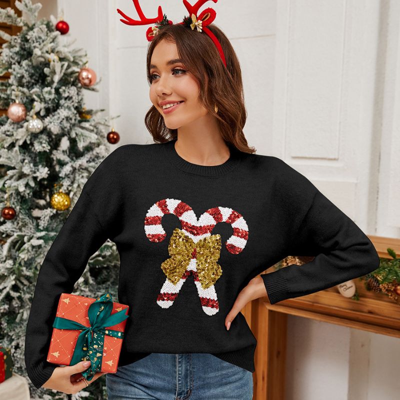 Crutch Bow Sequin Christmas Jumper