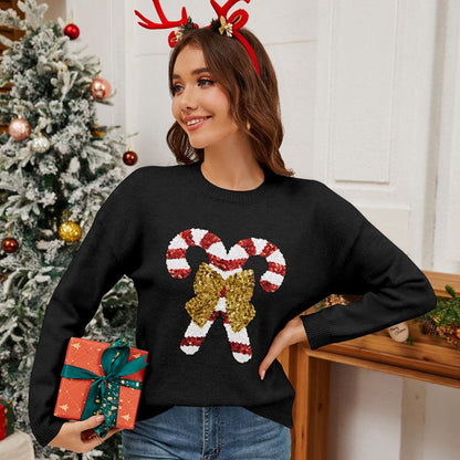 Crutch Bow Sequin Christmas Jumper