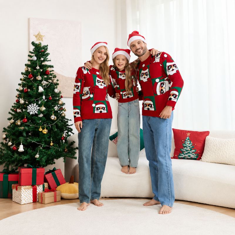 Cute Santa Family Matching Christmas Jumpers