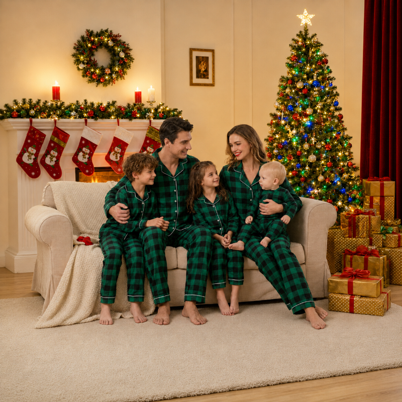 Evergreen Plaid Family Christmas Pyjamas
