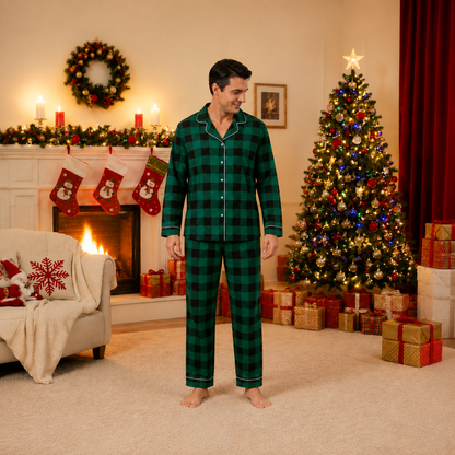Evergreen Plaid Family Christmas Pyjamas