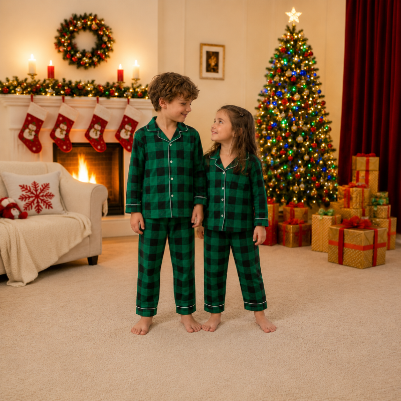Evergreen Plaid Family Christmas Pyjamas