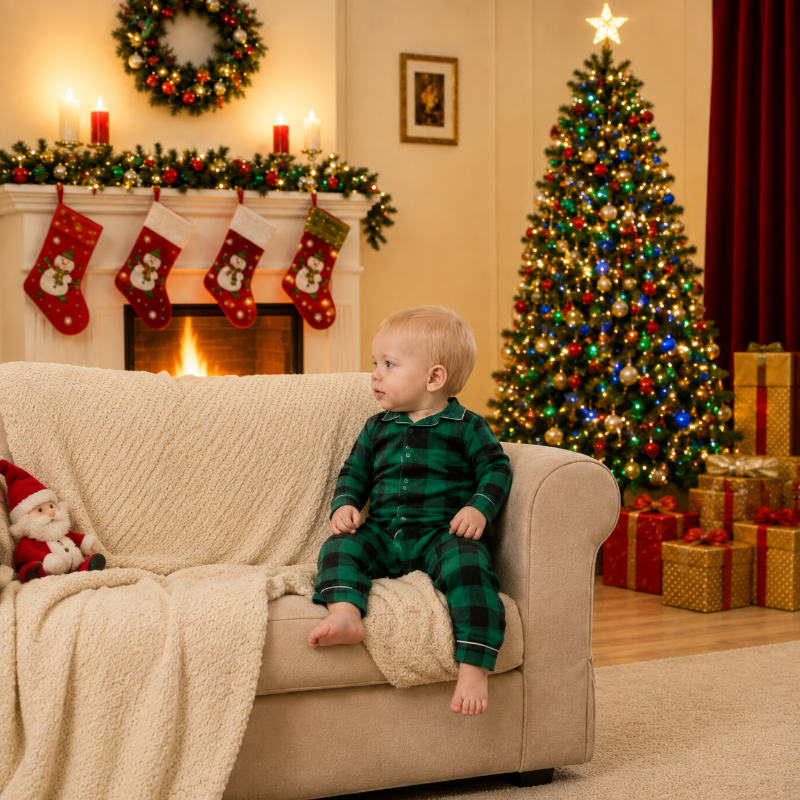 Evergreen Plaid Family Christmas Pyjamas