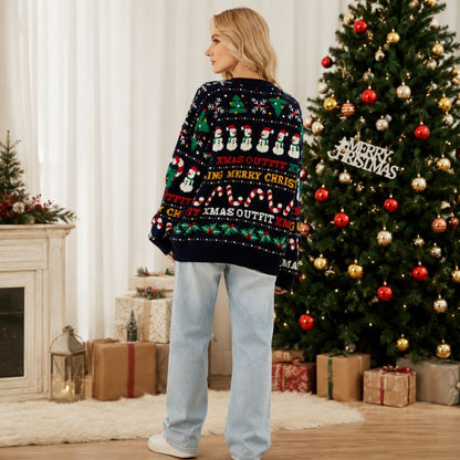 Festive Snowman Candy Cane Christmas Jumper