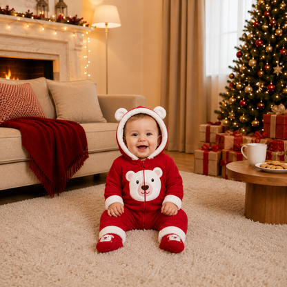 Festive Red Bear Family Matching Christmas Onesies