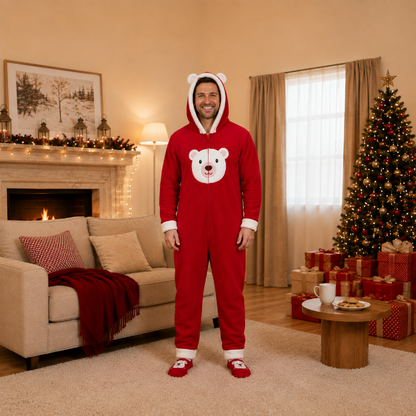 Festive Red Bear Family Matching Christmas Onesies