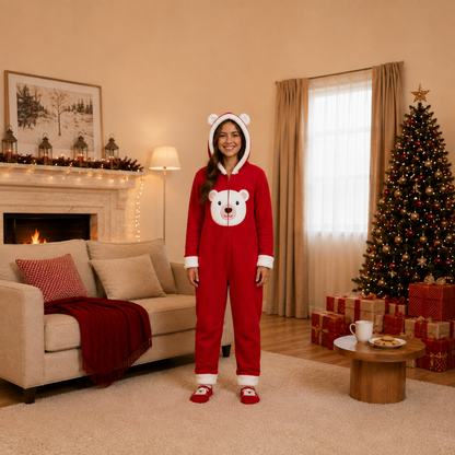 Festive Red Bear Family Matching Christmas Onesies