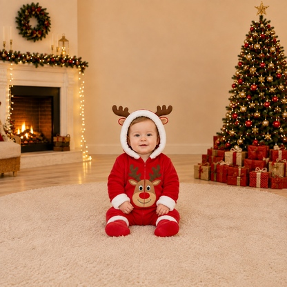 Festive Red Reindeer Family Matching Christmas Onesies
