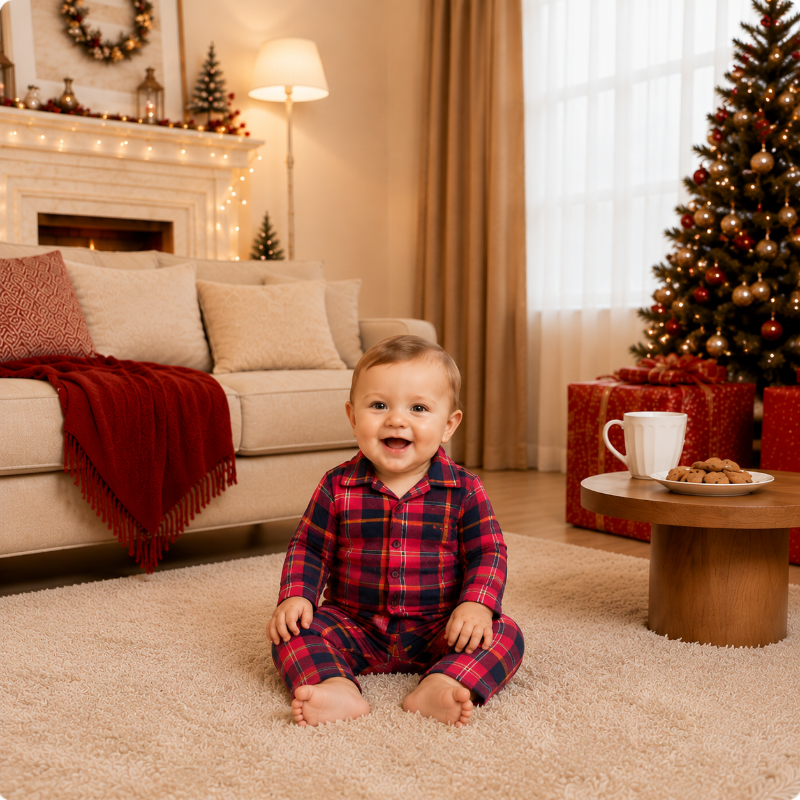 Festive Red Tartan Plaid Family Matching Christmas Pyjamas