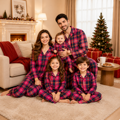 Festive Red Tartan Plaid Family Matching Christmas Pyjamas