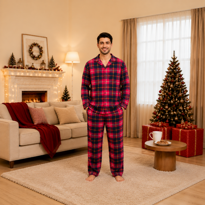 Festive Red Tartan Plaid Family Matching Christmas Pyjamas