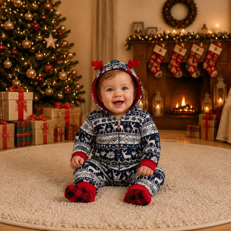 Frosty Reindeer Family Matching Christmas Onesies