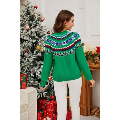 Green Geometric Crewneck Christmas Jumper