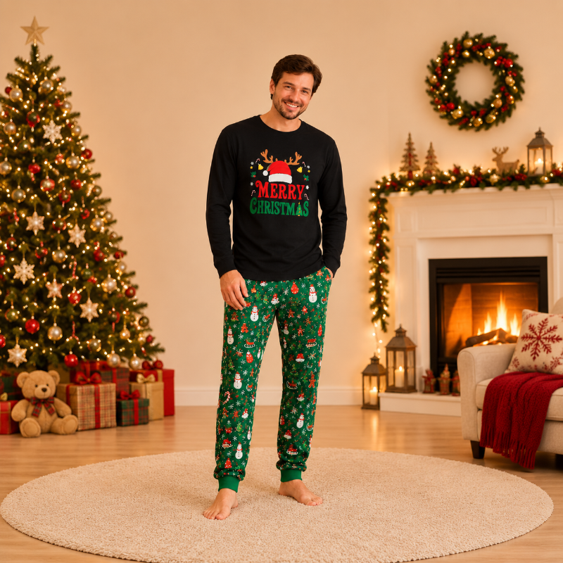 Holly Green Christmas Icons Family Matching Pyjamas