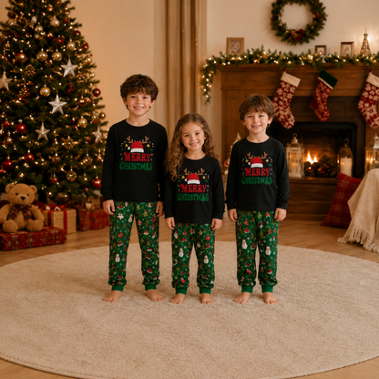 Holly Green Christmas Icons Family Matching Pyjamas