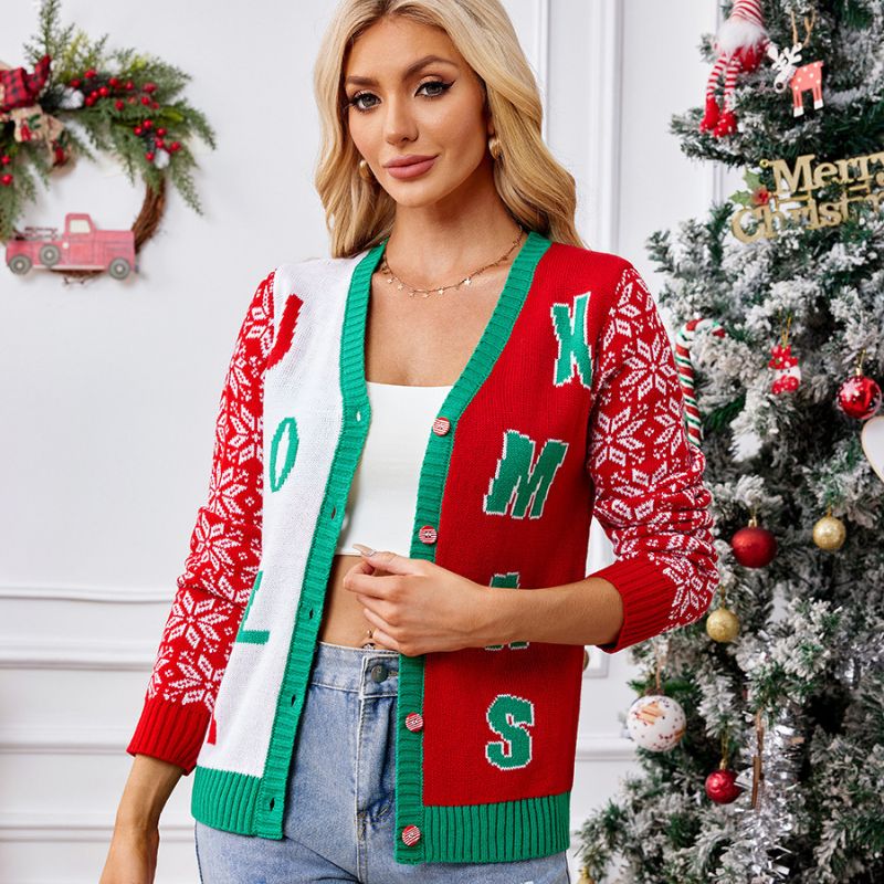 Jolly Xmas Buttoned Christmas Jumper