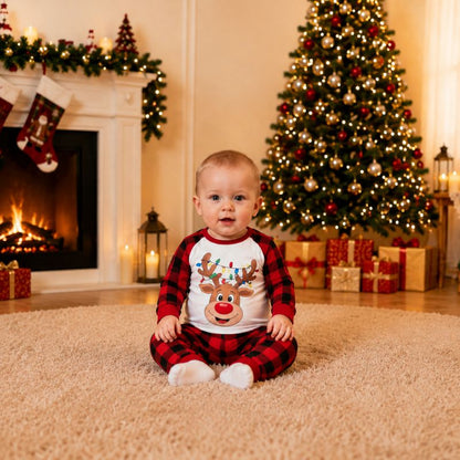 Jolly Reindeer Plaid Family Matching Christmas Pyjamas
