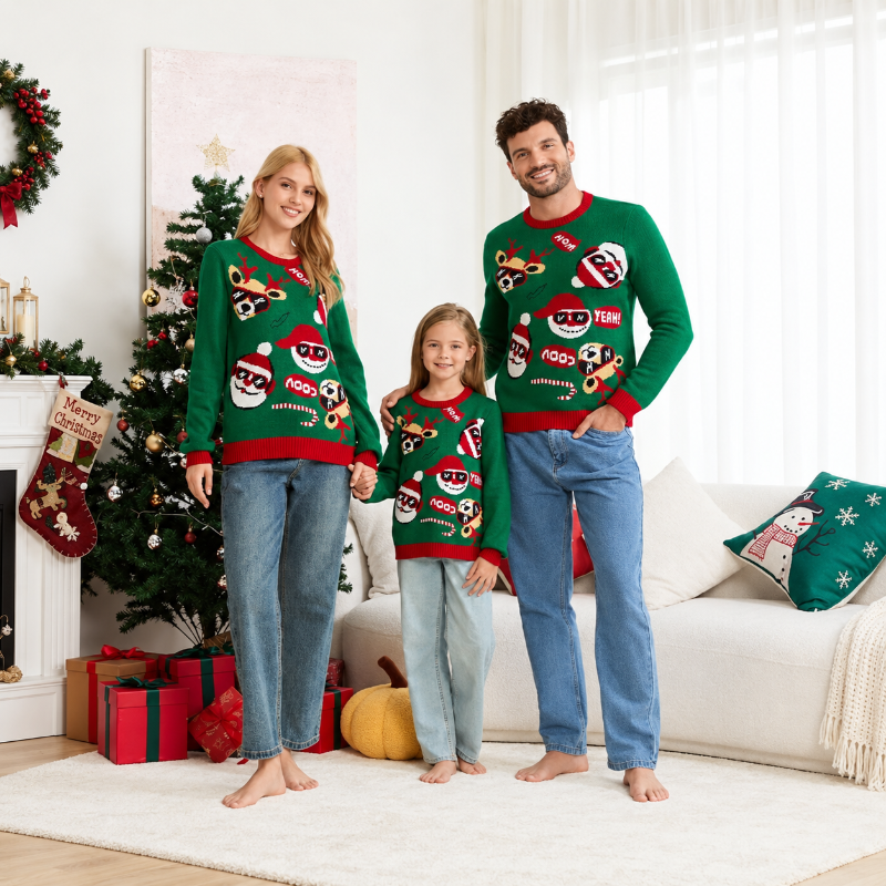 Jolly Santa & Reindeer Matching Family Christmas Jumper