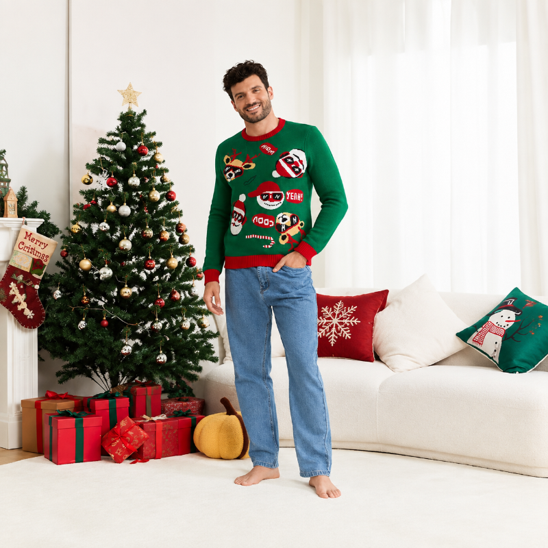 Jolly Santa & Reindeer Matching Family Christmas Jumper