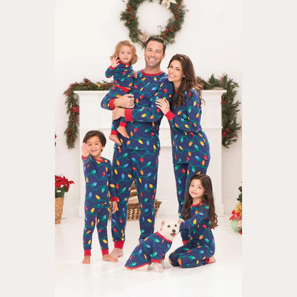 lights matching family christmas pyjamas