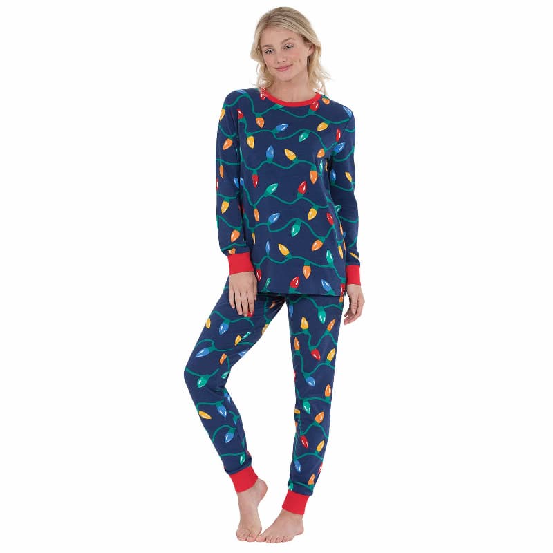 lights matching family christmas pyjamas