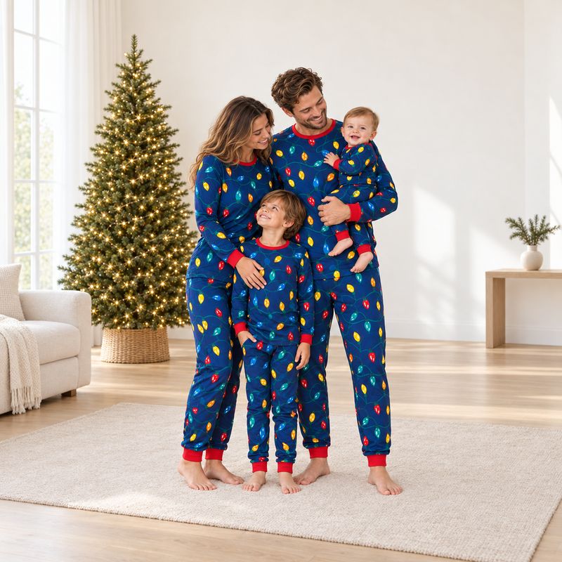 Lights Matching Family Christmas Pyjamas
