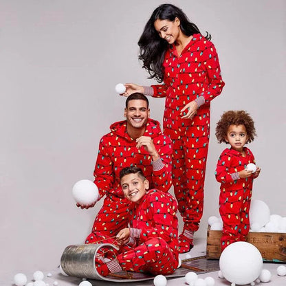 red light bulbs family matching christmas jumpsuits