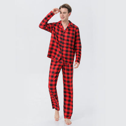red plaid family matching christmas pyjamas