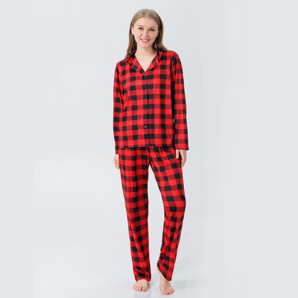 red plaid family matching christmas pyjamas