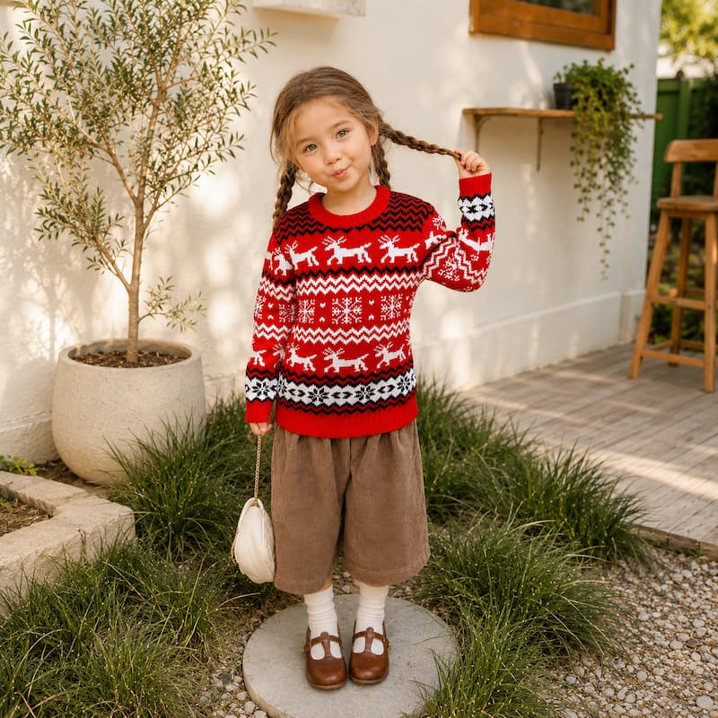 Red Snowflake Reindeer Christmas Jumper