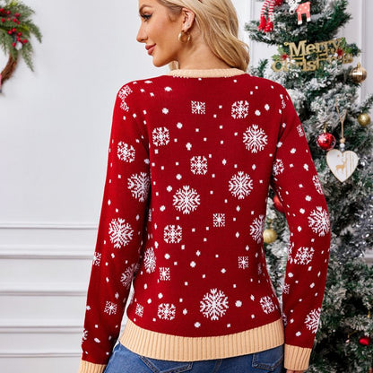 Red Snowman & Santa Graphic Christmas Jumper