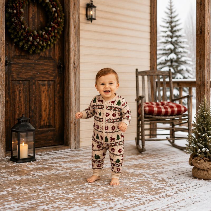 Rustic Christmas Cabin Family Matching Pyjamas