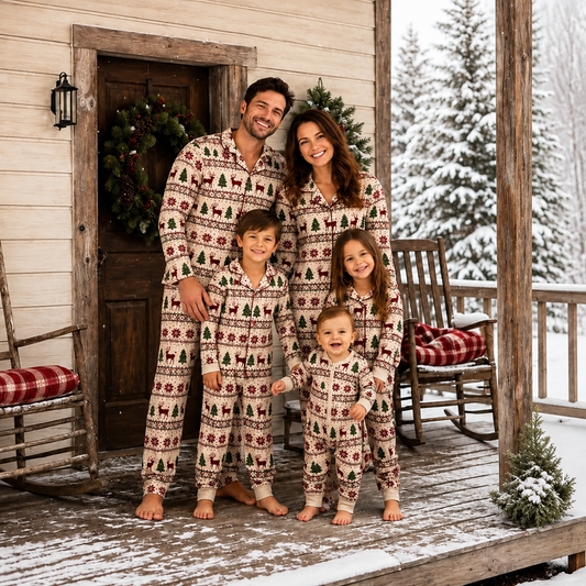 Rustic Christmas Cabin Family Matching Pyjamas
