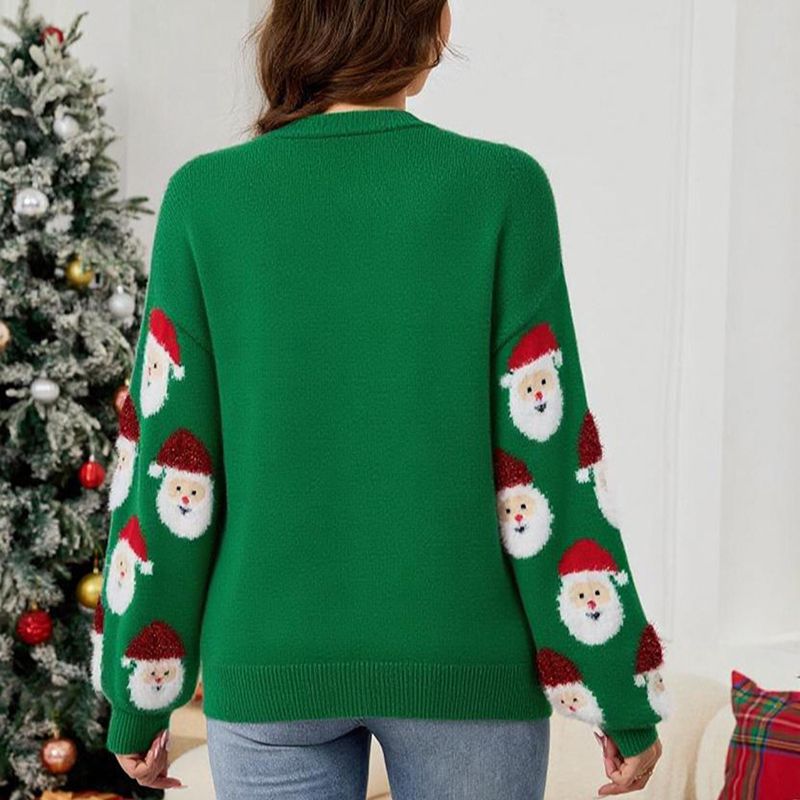 Santa Graphic Button-Up Christmas Jumper