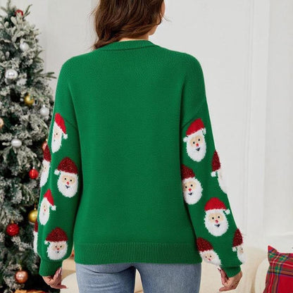 Santa Graphic Button-Up Christmas Jumper