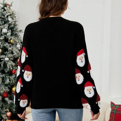 Santa Graphic Button-Up Christmas Jumper