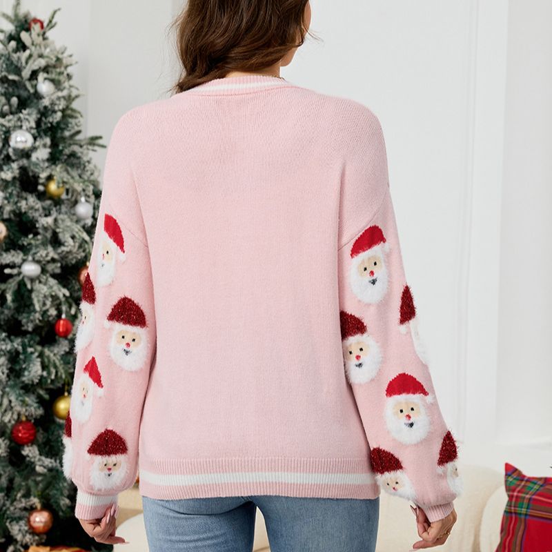 Santa Graphic Button-Up Christmas Jumper