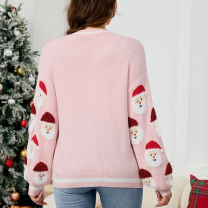 Santa Graphic Button-Up Christmas Jumper