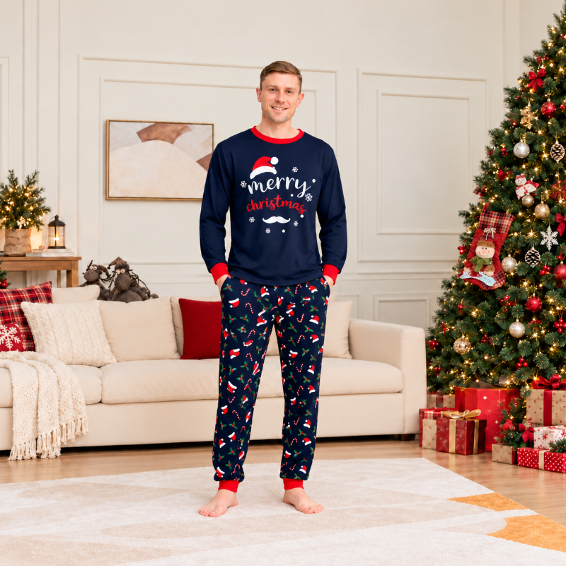 Santa Hat Family Matching Christmas Pajamas
