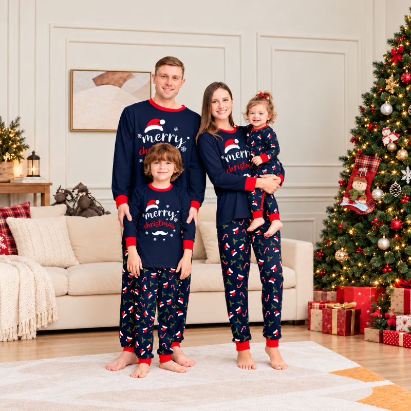 Santa Hat Family Matching Christmas Pajamas