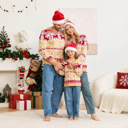 Snowflakes and Reindeer Matching Family Christmas Jumpers