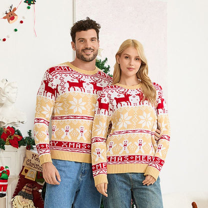 Snowflakes and Reindeer Matching Family Christmas Jumpers