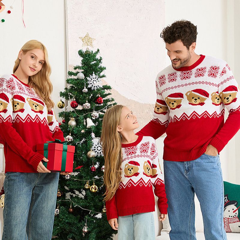 Teddy Bear Fair Isle Matching Family Christmas Jumpers
